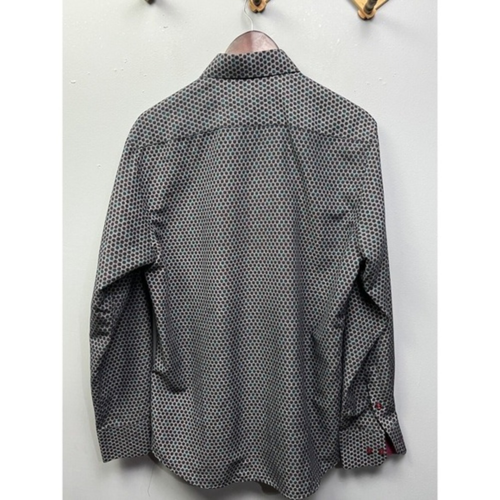 Azaro Uomo Men Casual Shirt Size XL Button Front Collared Long Sleeve Circle - Picture 2 of 7